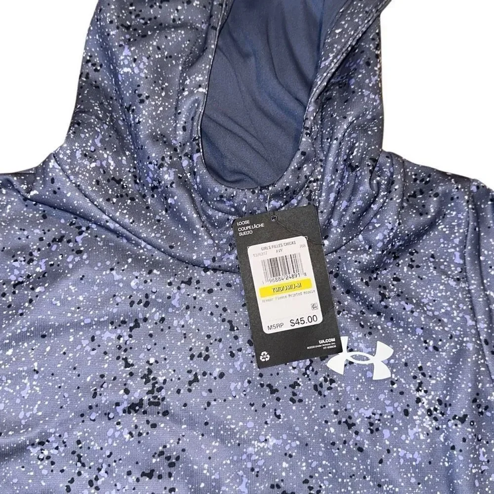 NWT UA Armour Fleece Printed Hoodie Sz Youth Medium  Under Armour  blue/ gray
